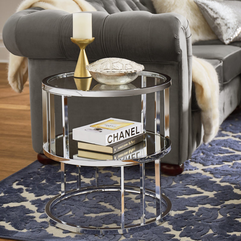 Crediton Glass Top Frame End Table with Storage & Reviews AllModern